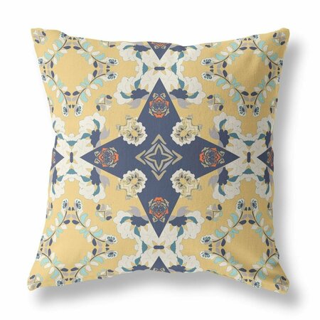 PALACEDESIGNS 16 in. Diamond Star Indoor & Outdoor Zippered Throw Pillow Yellow & Blue PA3106589